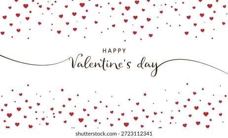 Red hearts frame white background. With message of Happy Valentine's Day. For banner, greeting card and flyer etc.