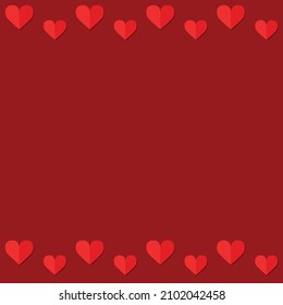 red hearts with gradient with red background