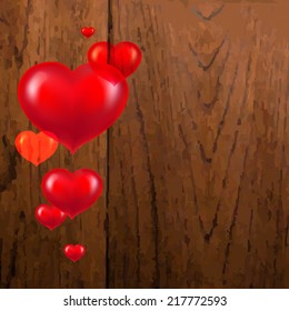 Red Hearts With Gradient Mesh, Vector Illustration