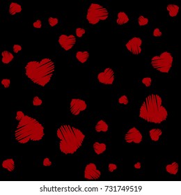 red hearts graphics seamless pattern
