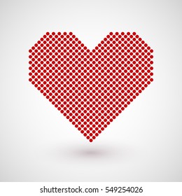 Red hearts with halftone effect isolated on white background