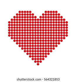 Red hearts with halftone effect isolated on white background