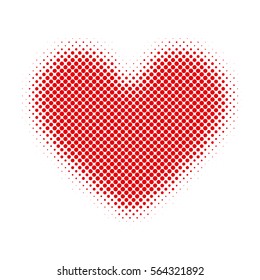 Red hearts with halftone effect isolated on white background