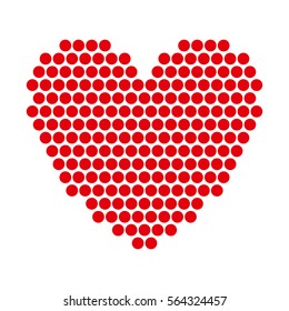 Red hearts with halftone effect isolated on white background