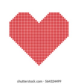 Red hearts with halftone effect isolated on white background