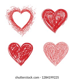 Red Hearts Hand Drawn & Symbols - illustration
