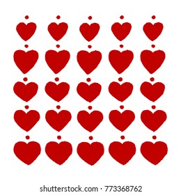 Red hearts handdrawing