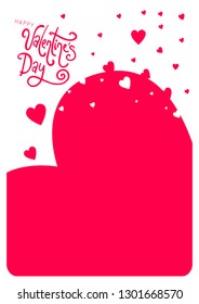 Red Hearts and Handmade Type Valentines Day Background. Vectoral Design