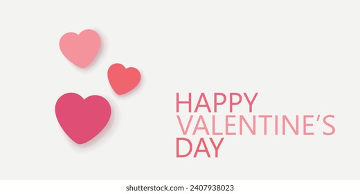 red hearts happy valentines day white back