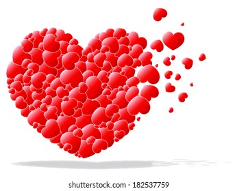 Red hearts in a heart background