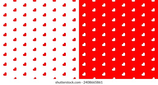 Red Hearts Heart Valentines Day Love Continuous Seamless Pattern Transparent Background Vector EPS PNG Clip Art