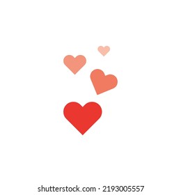 Red hearts icon on white background