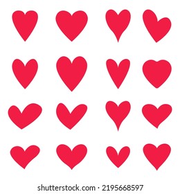 Icono de corazones rojos sobre fondo blanco. Ilustración vectorial. EPS 10.