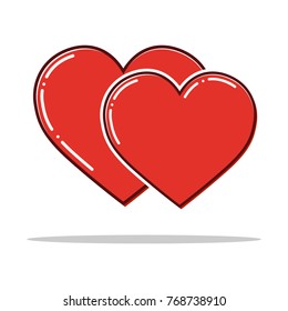 Red Hearts icon. Thin Line Flat Heart Design. Happy Valentines day card