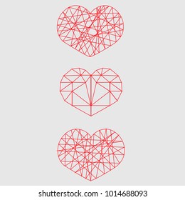 Red hearts icons with lines