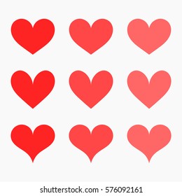 Red hearts icons. Vector illustration