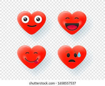 Red hearts isolated on transparent background