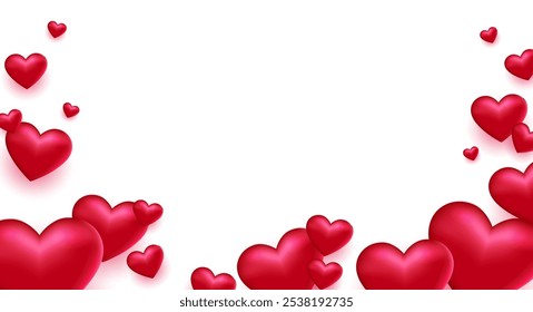 Red hearts isolated on transparent background. Vector illustration. Heart decorations for Valentine's day design