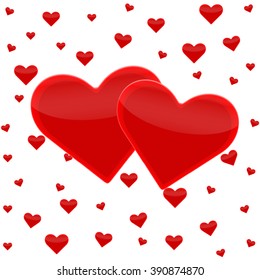 Red hearts isolated on white background