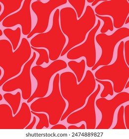 Red Hearts liquid pattern seamless