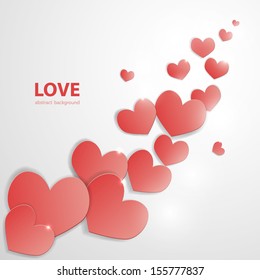 Red hearts love abstract background. Vector illustration