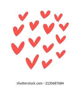 red hearts of love for decorating Valentine's cards