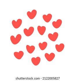 red hearts of love for decorating Valentine's cards