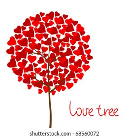 Red hearts love tree