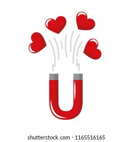 red hearts and magnet Attraction vector illustration EPS10
