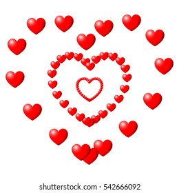 Red hearts for the medicine or Valentine's Day. Vector eps 10