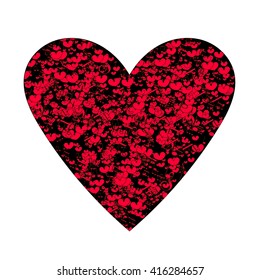  Red hearts and musical notes on black.. One hundred percent vector - easy to use and edit. Design for wedding card, valentine, save the date
