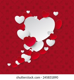 Red hearts with on the red background.  Eps 10 vector file.