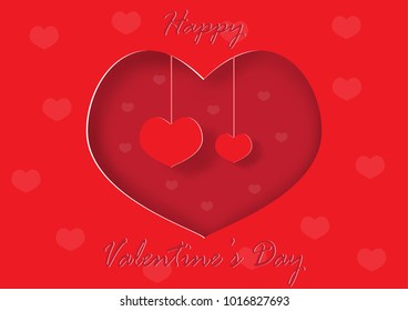 Red hearts on red background, valentine concept vector illustration