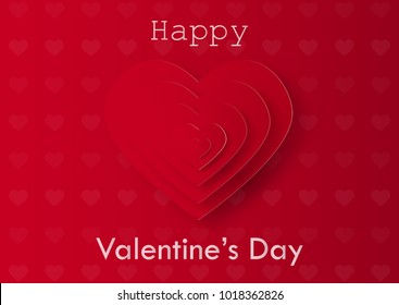 Red hearts on red background, valentine concept vector illustration