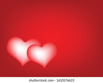 Red hearts on red background. Vector illustration, EPS10