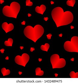 Red hearts on a black background