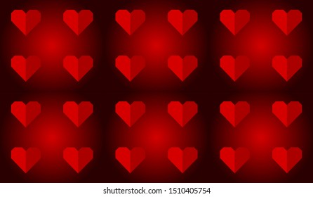 red hearts on red and black background