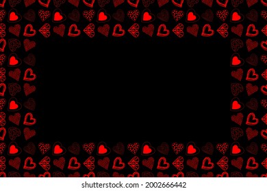 Red hearts on a black background. Seamless Vector illustration. Other hearts patterns in my collection.
