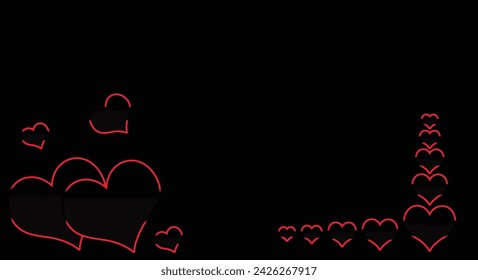 Corazones rojos sobre fondo negro. Una señal de amor. Ilustración vectorial. Textura X2.0