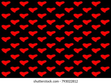 red hearts on black background