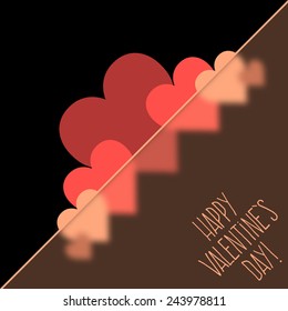 Red hearts on Blurred vector background. Valentine's Day Romantic Backdrop