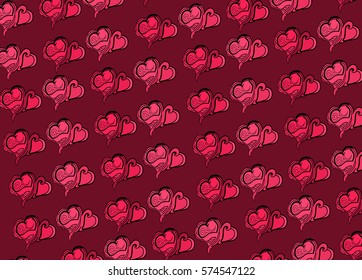 Red hearts on a chocolate background