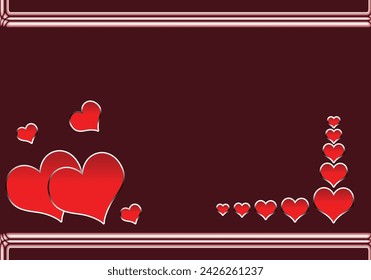 Rote Herzen auf dunkelrotem Hintergrund. Ein Zeichen der Liebe. Vektorgrafik. Textur x2.0
