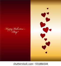 Red hearts on a gold background