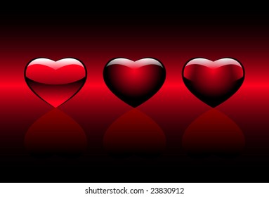 red hearts on a gradient background