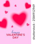 Red hearts on a pink background. Greeting card for St.Valentine