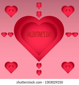 
red hearts on a pink background