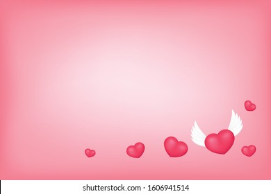 Red hearts on pink background. Valentine festival card concept.
