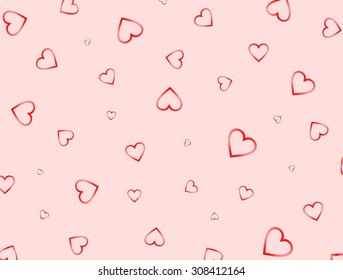 Red hearts on a pink background