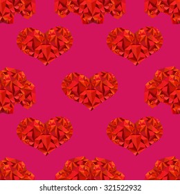 Red hearts on a pink background.